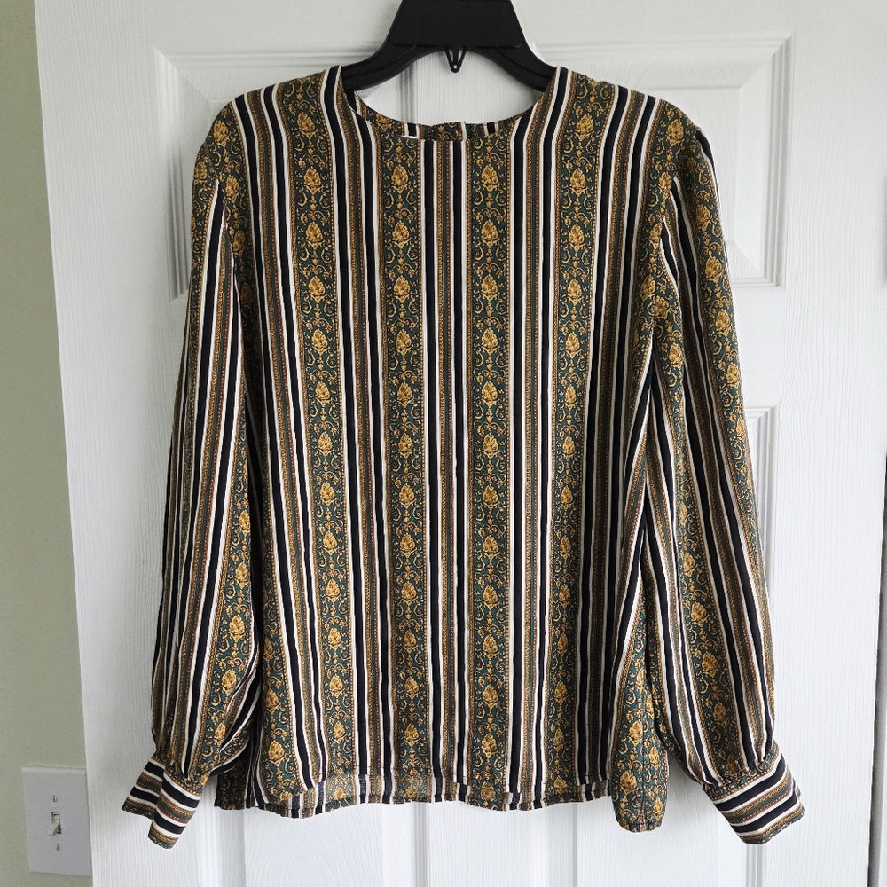 Vintage!!! Talbots ✨️ Silk Long Sleeve Women's Blouse Size 14